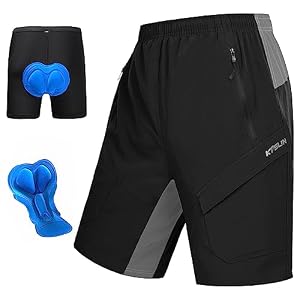 Men’s Mountain Bike Shorts 3D Padded Baggy Bicycle Riding Cycling Shorts Quick Dry Lightweight Biking Shorts