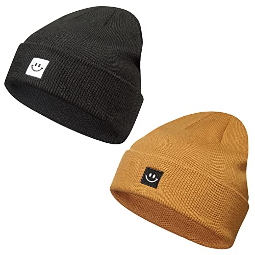 Paladoo Black/Camel Beanie Hat 2Pack #TOP1