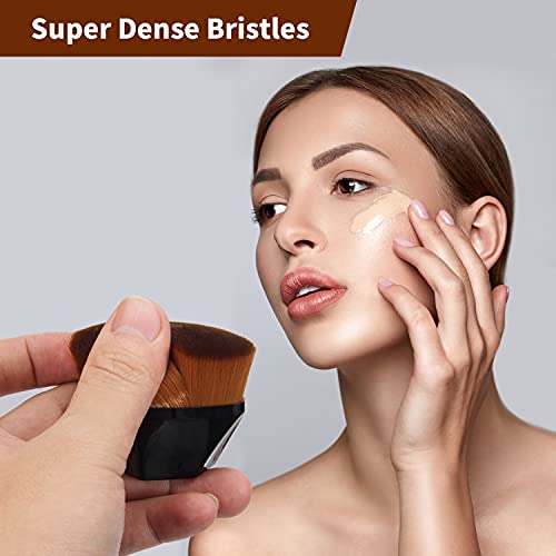 image for 4 Pack Foundation Makeup Brush, BEAHOT Flat Top Travel Kabuki Brush Mo