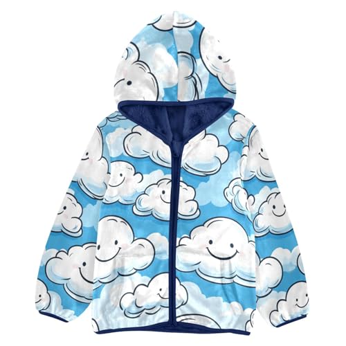 Funny Happy Clouds Texture Girls Fleece Jacket Girls Fall Jacket Girls Zip Up Hoodie Girls Sherpa Jacket 2-10T
