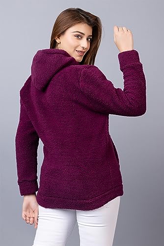 Image of Wear lusso Women Wool Blend Hooded Neck Sweatshirt with Hoodies | Full Sleeves Women's Winter Wear | Warm & Stylish Hoodie