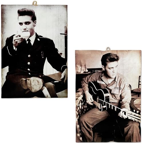 Tableaux Elvis Presley en bois pour salon rétro - Ambiance vintage KUSTOM ART