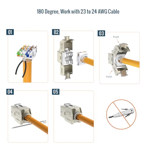 Keystone RJ45 CAT6A sin herramientas Tecmojo para panel de conexiones blindado 7
