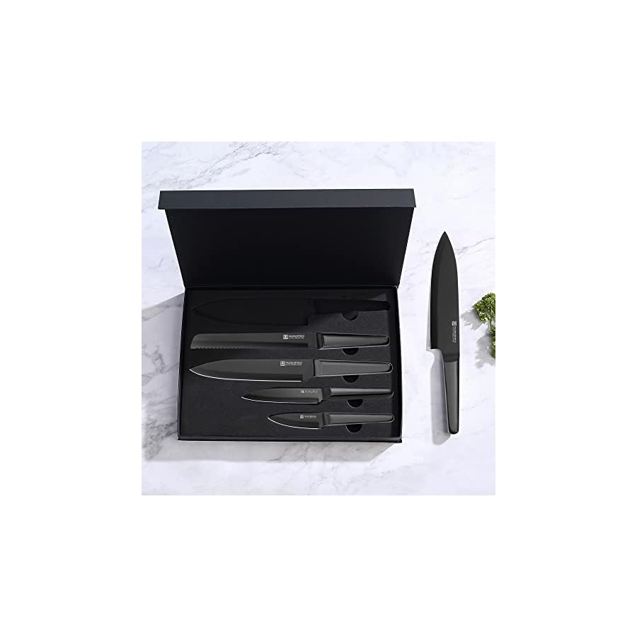 PAUDIN-Knife-Set-5Pcs-Professional-Black-Chefs-Knife-Set-5-Black-Stainless-Steel-Kitchen-Knifves-Include-Chef-Bread-Carving-Utility-Paring-Knife-Boxed-Knife-Sets-for-the-Kitchen PAUDIN Knives Set, 5 Piece Professional Chefs Knife Set, Stainless Steel Kitchen Knives Include Chef Bread Carving Utility Paring Knife Boxed Knife Sets Hollow Handle German Steel