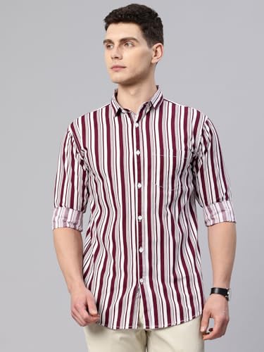 Image of Majestic Man Men's Standard Slim Fit Striped Pure Cotton Casual Shirt