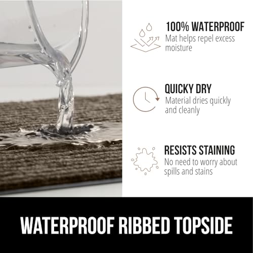 GORILLA GRIP Waterproof Traffic Guard Door Mat, 72x48, Heavy Duty Entryway Mats, Strong Backing Commercial Utility Rugs for Office Hallway, Garage Floor and Home, Low Profile Carpet Runner, Brown