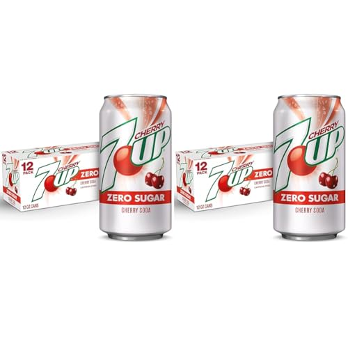7UP Cherry Zero Sugar Soda, 12 fl. oz. Cans, 12 Pack (Pack of 2)