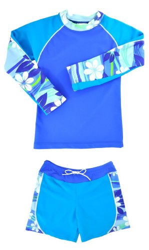Tuga Girls Two-Piece Long Sleeve Swimsuit Set 2-14 Years, UPF 50+ Sun Protection