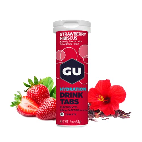 Gu Energy Hydration Electrolyte Drink Tablets, Enhanced Endurance Sports Drink For Running, Cycling, Triathlon, 4-Count(48 Servings), Strawberry Hibiscus cover