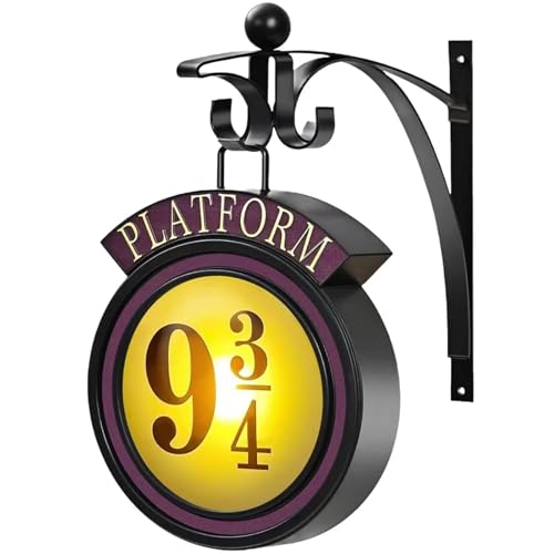 Vintage Hanging 9 3/4 Night Light Platform 9 3/4 Sign Wall Light Home Decor 9 Sign Lights Led Lamp Decoration Halloween Christmas Gift for Movie Lovers and Fans