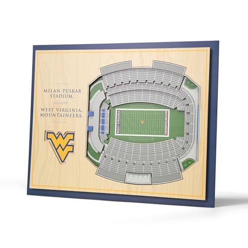 YouTheFan NCAA West Virginia Mountaineers 5-Layer StadiumView 3D Wall Art - Milan Puskar Stadium