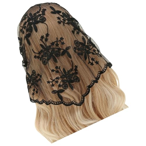 Embroidered Lace Triangle Scarf Flower Headband Lace Headscarf Bandana Headband Elegant Scarf Shawl 135x45cm for Woman