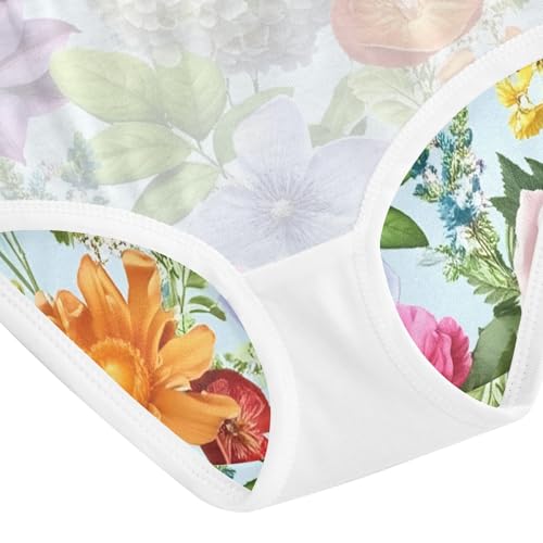 Vibrant Flowers Colors Roses Blue Girls Underwear Toddlers 2t Cotton Little Girl Panties Colorful Underpants Briefs 5