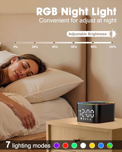 Alampan White Noise Sound Machine with Alarm Clock, 30 Soothing Sounds, Noise Machine for Sleeping, RGB Night Light, Digital Clock, Adults, for Bedside, Nightstand, Including Fan, Rain, Bird, Ocean - Image 6