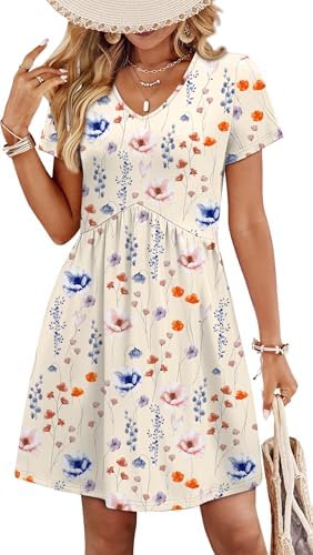 WIHOLL Dresses for Women 2026 Casual Summer V Neck Babydoll Dress...