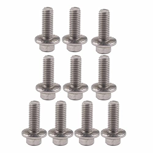 10pcs M6 Stainless Steel Hex Flange Screws, Silver - Image 3