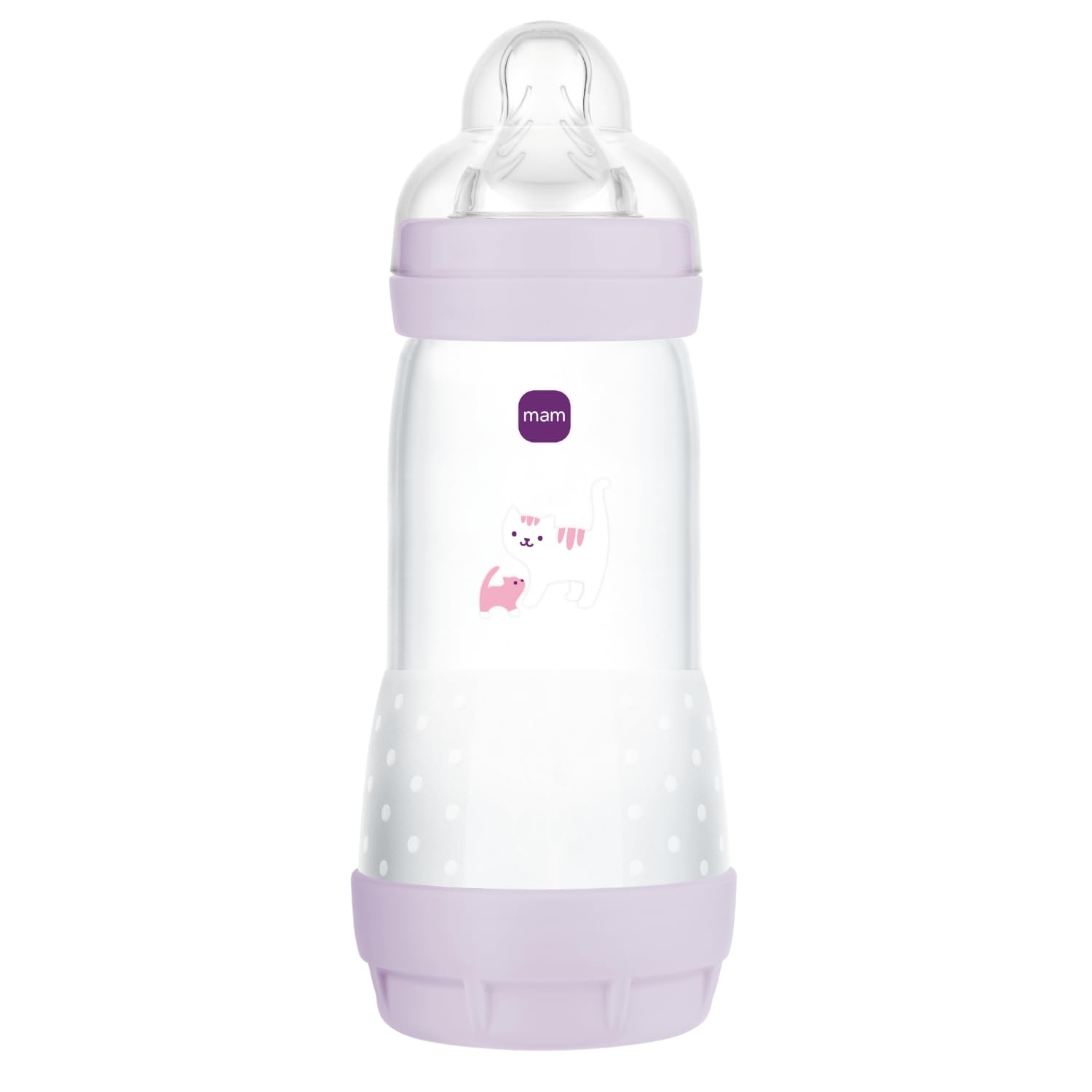 MAM | Biberon Easy Start Anti-​Colique 4+ mois débit rapide (320 ml) Lilas – Biberon pour réduire les coliques et l'inconfort de bébé – Biberon bébé compatible avec l'allaitement maternel