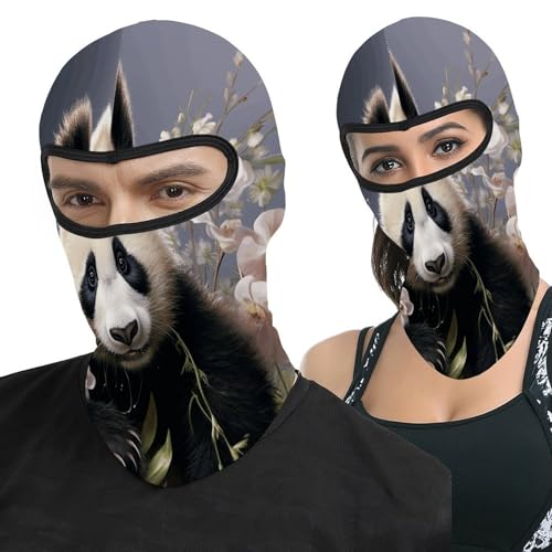 Balaclava para Hombres y Mujeres con Cara de Panda con Flores, Máscara Térmica para Rostro, Protección contra el Frío, para Motociclismo y Esquí, Invierno miniatura 1