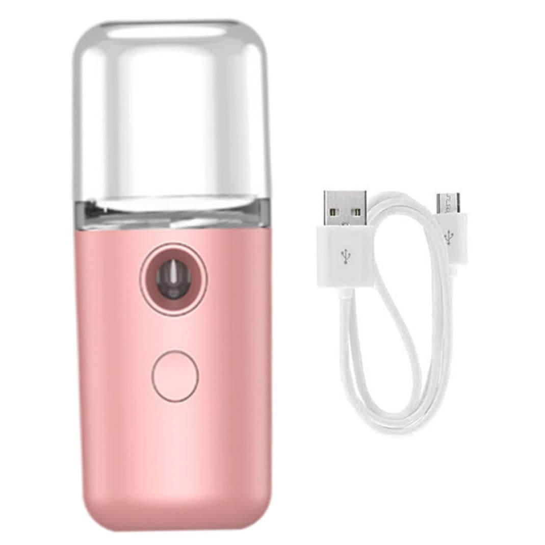 Nano Facial Mister,Face Steamer,Mini Face Mist, Facial Sprayer Humidifier Portable Handy Mister Beauty Skin Care USB Rechargeable Machine 30ml Pink