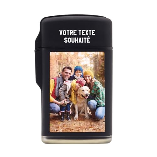 LAUBLUST Briquet avec Photo pour Lui Briquet personnalisé pour Homme Motif Photo Couleur, Noir | Cadeaux personnalisés pour Hommes avec Gravure pour Noël,...