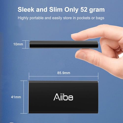 Image of Aiibe 256GB External SSD External Hard Drive 256GB USB C Portable SSD, Up to 500MB /s, USB 3.1, External Solid State Drive for Laptop, Mac, PS4 (Black)