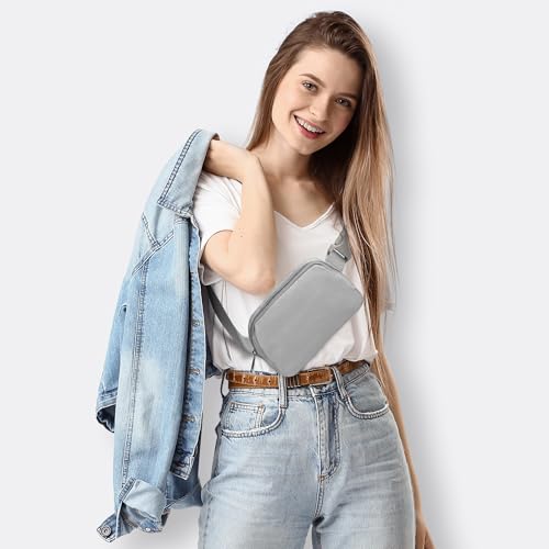 Image of JSJ Mini Fanny Pack for Women & Men,Valentines Day Gifts for Girls Teens Kids Daughter Sister Her,Trendy Stuff Crossbody Bags Cute Everywhere Belt Bags. (Gray)