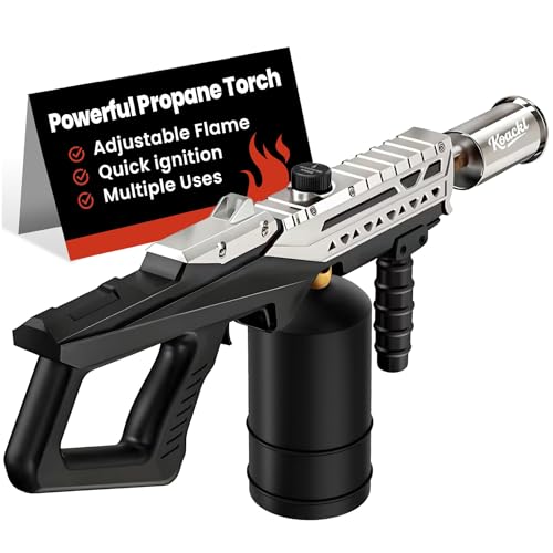 KOACKL Potente pistola de antorcha de propano, antorcha de cocina con llama ajustable, pistola de soplete de soplete, kits de soldadura de gas para barbacoa, camping, encendedor de carbón (tanque no