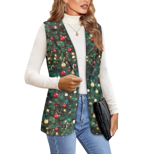 Womens Casual Suit Vest Loose Fit One Button Waistcoat Sleeveless Blazer Jackets Dressy Blazers Vest Tops