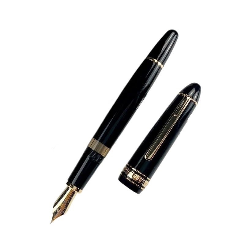 Stylo-plume à piston noir rond transparent pointe F 0,5 mm en résine