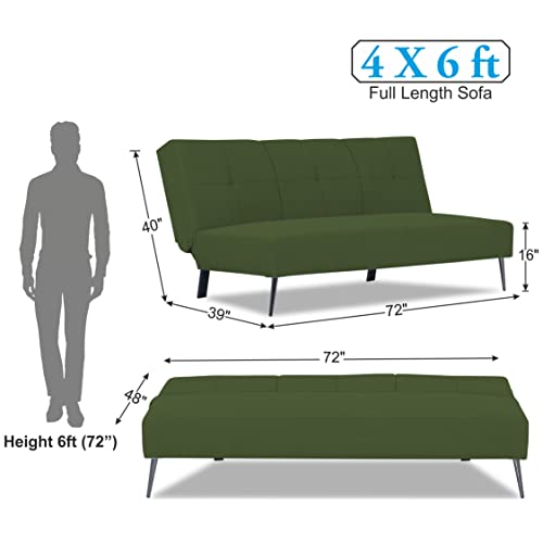 Image of Adorn India Xander 3 Seater Sofa Cum Bed (Green) (3 Year Warranty)
