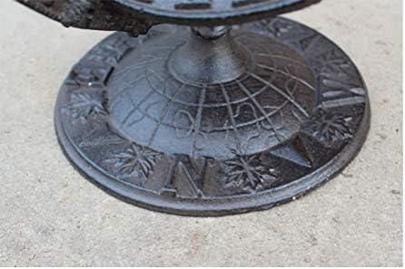 ZAMTAC Round Cast Iron Roman Calendar Sundial Ornaments Lawn Garden Yard Desk Home Arts Decor Sundials Vintage Metal Crafts Gift