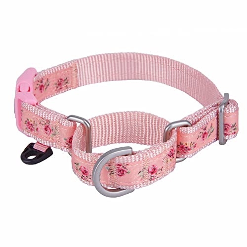 Ewinoom Martingale Collar For Dogs With Quick Release Snap Adjustable Floral No Pull Escape-Proof Dog Collars For Female Male Dogs, Pink, Medium #TOP2