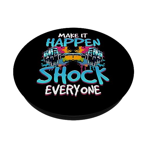 Make It Happen Shock Everyone Color Splash Dumbbell Product PopSockets Swappable PopGrip, Black - Image 2