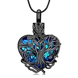 MFRZBVO Collar de urna de corazón de árbol de la vida para cenizas humanas para mujeres y hombres, colgante de recuerdo de cenizas conmemorativas, Acero inoxidable, Sin piedra preciosa