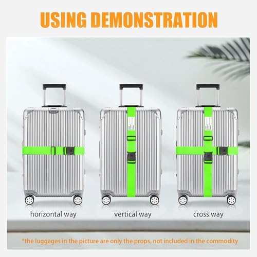 BILIONE Luggage Straps 88 inch Adjustable Suitcase Belt, Lockable Against Accidental Opening, Easy to Identify Travel Accessories, Add a Bag Connector Holds Suitcase Together (Energetic Green, 2)4