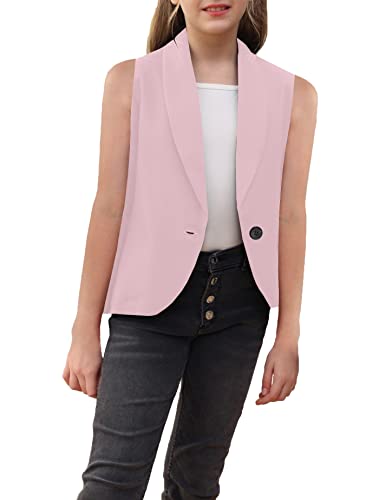 Bigeoosh Girls Vest Shawl Collar Open Front Vest Blazer Sleeveless Vest Jacket Coats For Girls Size 5-14 Years #TOP29