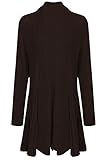 shelikes Womens Knitted Cardigan Long Full Sleeve Knitwear Cardigans Classic Solid Sweater Jacket Coat Brown