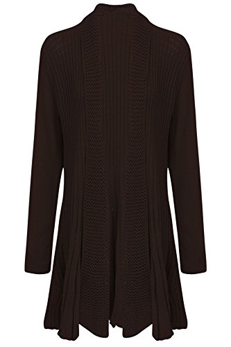 Image of shelikes Womens Knitted Cardigan Long Full Sleeve Knitwear Cardigans Classic Solid Sweater Jacket Coat Brown