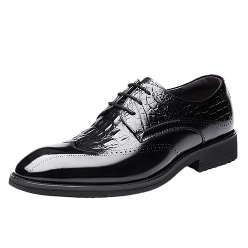 Mens Leather Wingtip Oxford Dress Shoes Lace Up Business Formal Wedding Style - Main Image