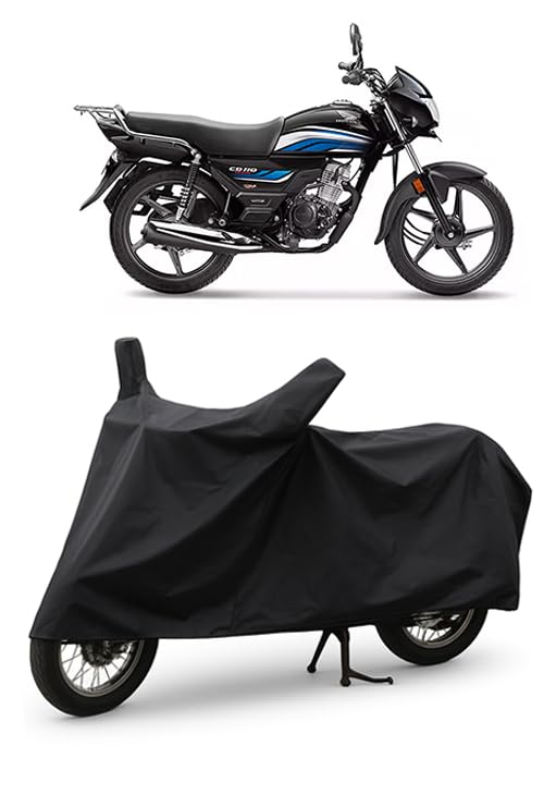 Image of Daxo Waterproof Bike Cover for Honda CD 110 | All Weather Protection from Rain, Dust, UV Rays & Scratches with Mirror Pockets & Buckle Belt | CD 110 Bike Cover