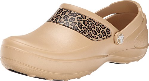 Image of Crocs Women's Mercy Work Leopard Graphic Clog Mule, Gold, 8 M US