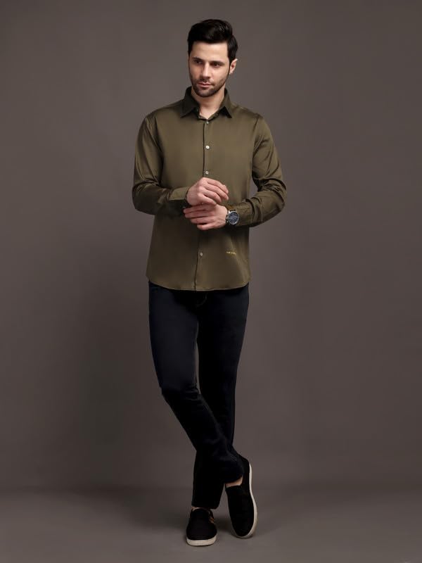 Image of The Stripp & Co Men's Full Sleeve Cotton Solid Shirt | Regular Fit Casual | Soft & Breathable Fabric | Button-Down Collared Formal,& Office Wear | Everyday Shirt | Sizes M to 2XL