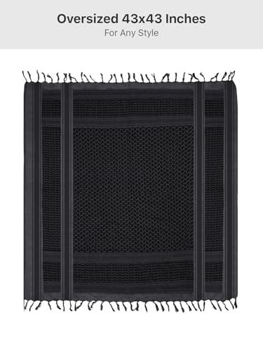 Image of FREE SOLDIER 100% Cotton Scarf Military Shemagh Tactical Desert Keffiyeh Head Neck Scarf Arab Wrap with Tassel 43x43 inches