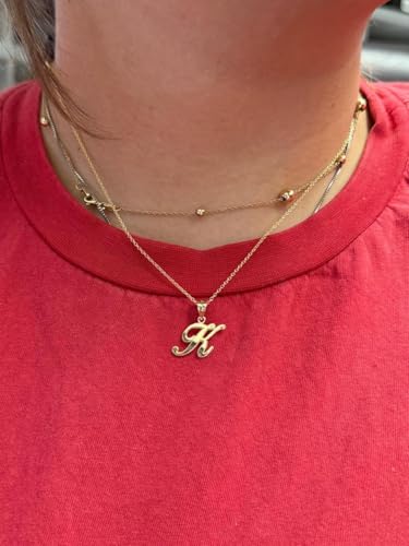 Gold Initial Letter Pendant For Necklaces, 14k Gold A-Z Big Letter Charm Necklace Jewelry for Men And Women. Made In USA, Yellow Gold3