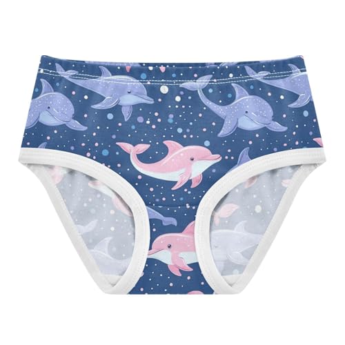 ZZKKO Cute Dolphin Pink Purple Girls Underwear Toddler Panties for Girls Comfort Brief Size 2T-8Y