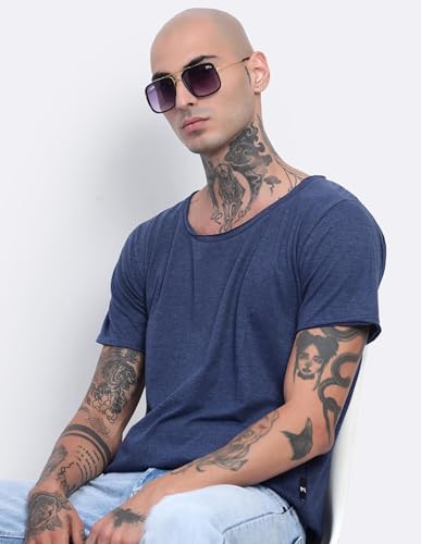 Image of Men's Cotton Scoop Neck T-Shirts, Regular Fit Tshirts Melange Scoop Neck T-Shirt