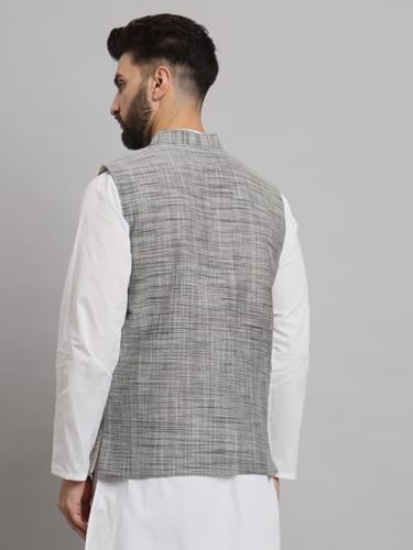 Image of LATEST CHIKAN Men's Traditional Cotton Solid Nehru Jacket /Waistcoat