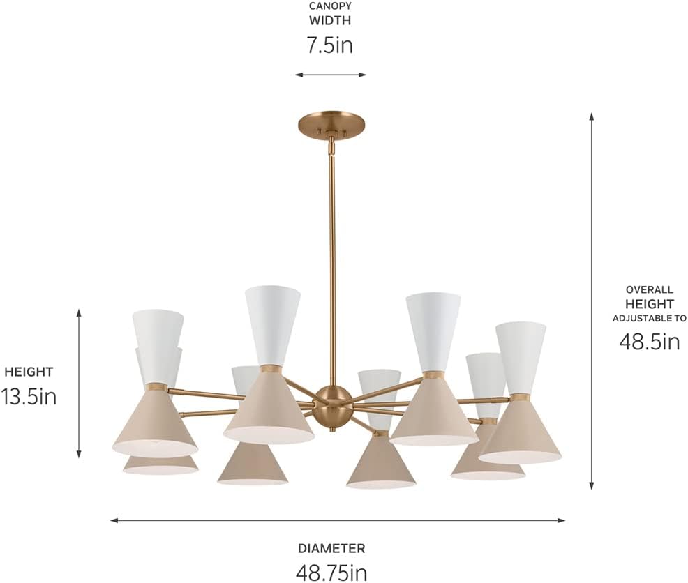 KICHLER Phix 48.75 Inch 16 Light Chandelier in Champagne Bronze with Greige and White