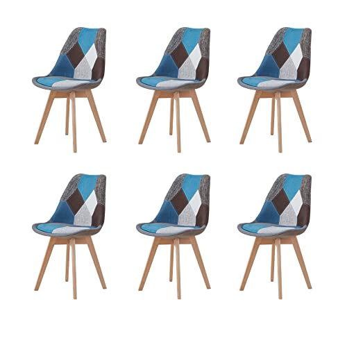 Egoonm Juego De 6 Sillas De Comedor Patchwork, Silla De Comedor De Estilo Nórdico, Apto Para Comedor, Salón Y Cocina Azul Egoonm Juego De 6 Sillas De Comedor Patchwork, Silla De Comedor De Estilo Nórdico, Apto Para Comedor, Salón Y Cocina Azul
