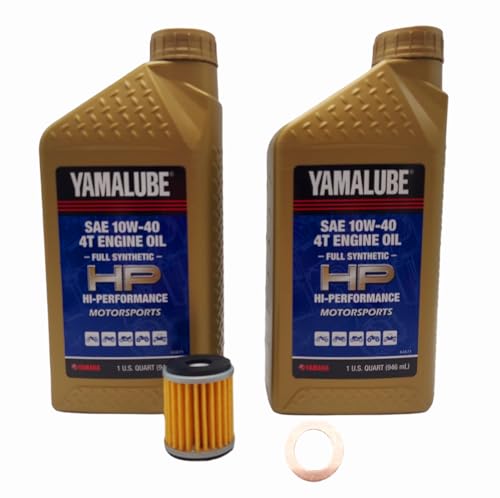 Image of Yamaha Yamalube WR250R (2008-2020) High Performance Synthetic Oil (2 Quarts) and Filter Kit, #LUB-10W40-FS-12 and #5D3-13440-09-00